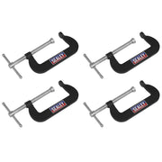 Sealey Junior C-Clamp Set 76mm x 35mm 4pc GCC02 Sealey - Dynamic Drive