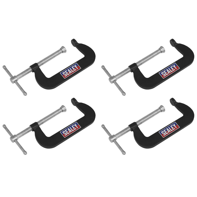 Sealey Junior C-Clamp Set 76mm x 35mm 4pc GCC02 Sealey - Dynamic Drive
