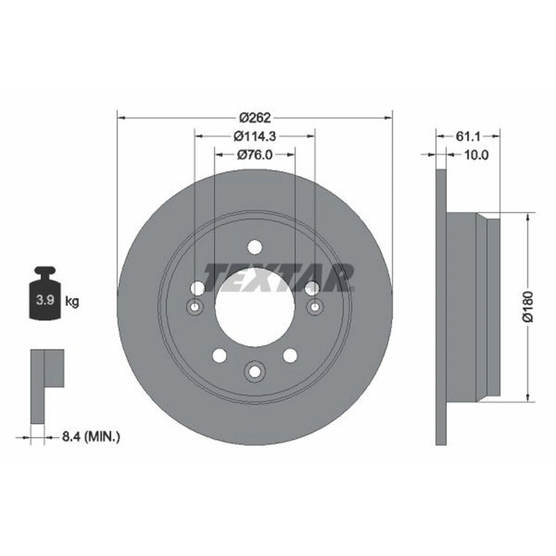 Textar 2 x Solid Rear Brake Discs 92161703-x2