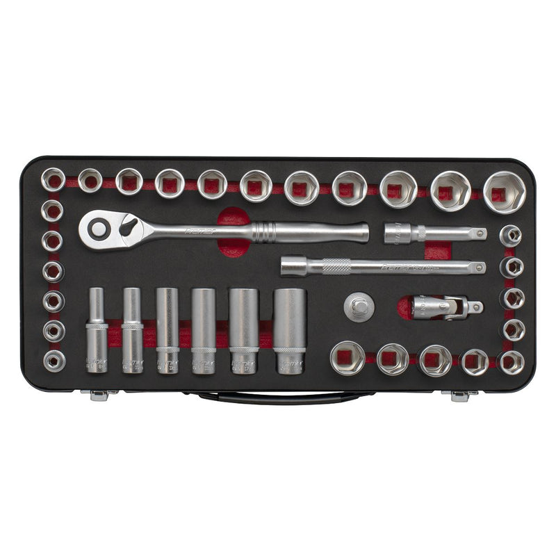 Premier Platinum Metric/Imperial Socket Set 3/8"Sq Drive 37pc Sealey Premier Platinum - Dynamic Drive