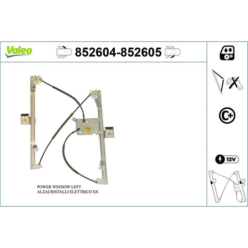 Valeo Electric Window Regulator Lifter Left Front 852604