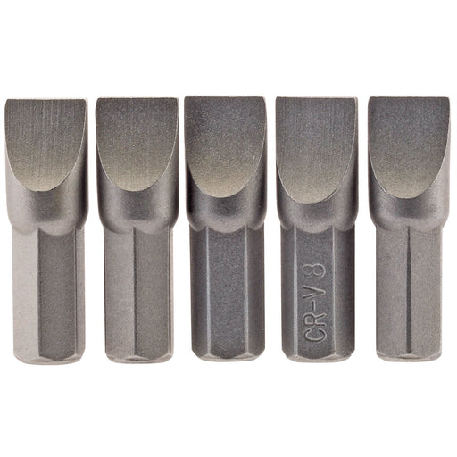 Draper Plain Slot Insert Bit, 8.0mm, 1/4" Hex, 25mm Long (Pack of 5) 64013 Draper - Dynamic Drive
