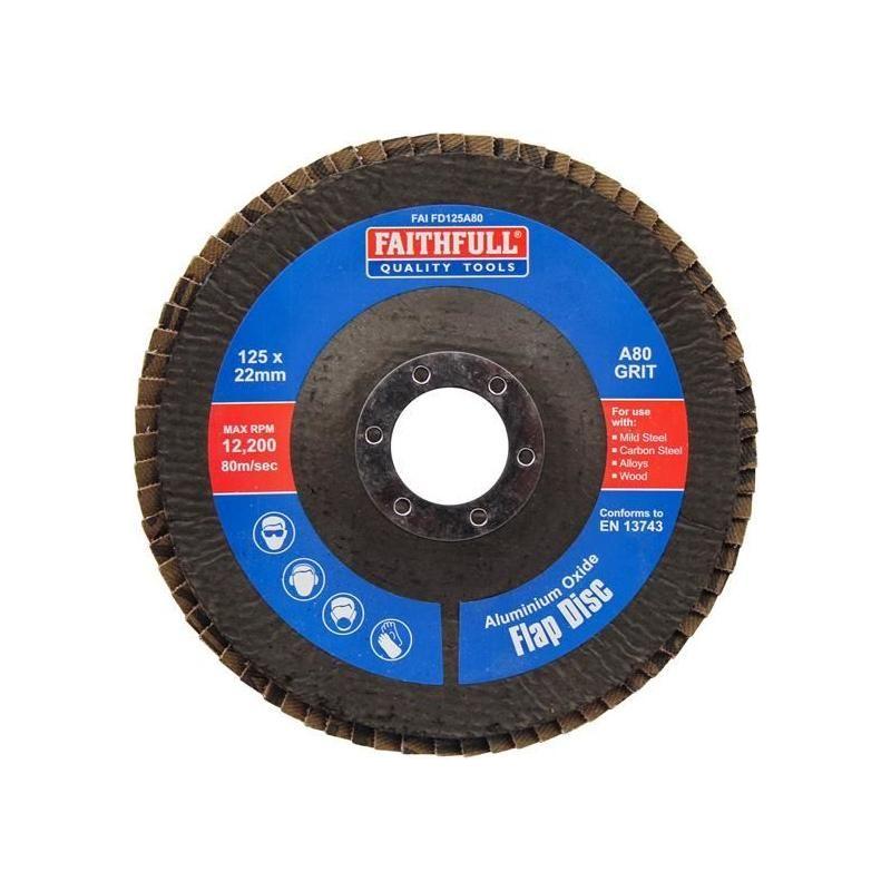 Faithfull Aluminium Oxide Flap Disc 125 x 22mm 80 Grit Faithfull - NN4 Online