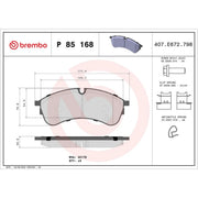 Brembo 4 x Front Brake Pad Set fits Man Tge 2017-2024 2.0