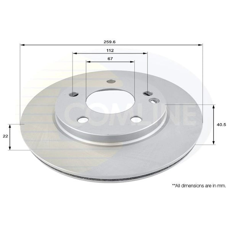 Comline 2 x Internally Vented Brake Discs fits Mercedes-Benz A-Class 1997-2004