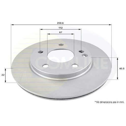 Comline 2 x Internally Vented Brake Discs fits Mercedes-Benz A-Class 1997-2004