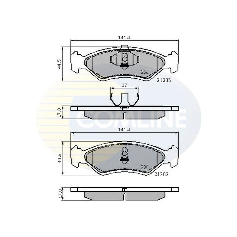 Comline 4 x Front Brake Pad Set fits Ford Fiesta 1989-1997 1.1 1.3 1.4 1.8