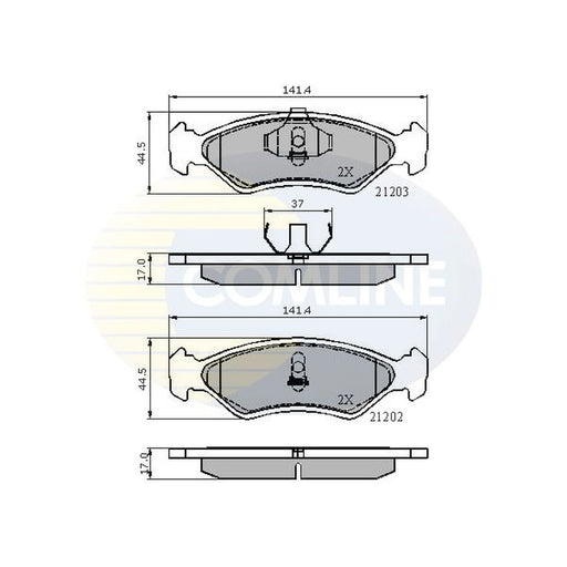 Comline 4 x Front Brake Pad Set fits Ford Fiesta 1989-1997 1.1 1.3 1.4 1.8