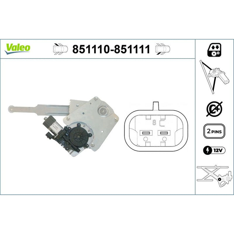 Valeo Electric Window Regulator Lifter Right Rear 851111