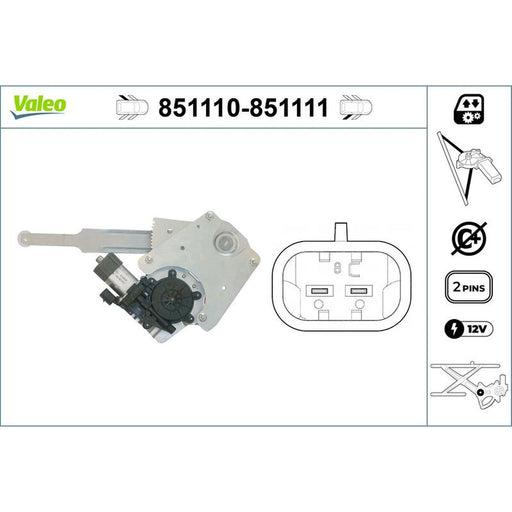 Valeo Electric Window Regulator Lifter Left Rear 851110