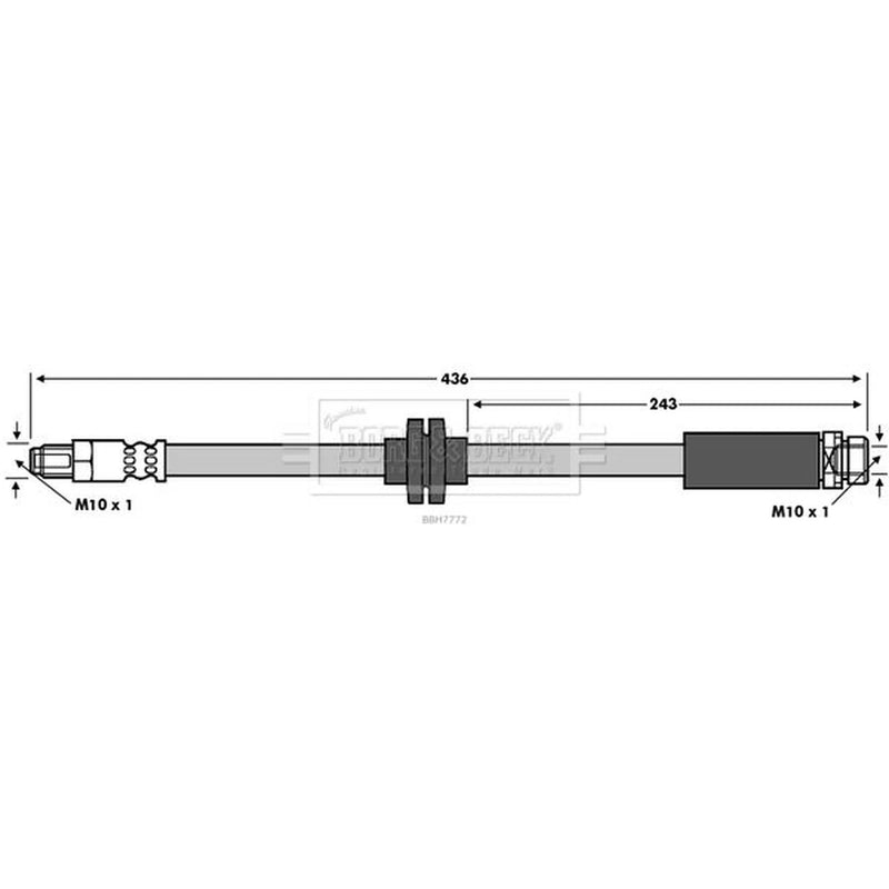 Borg & Beck Brake Hydraulic Hose Line Rear Right BBH7772