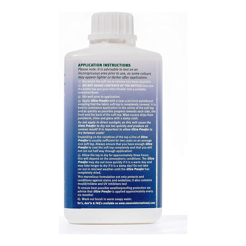Renovo Soft Top Ultra Proofer Treatment Waterproofs Convertible Cabriolet 500ml Renovo - Dynamic Drive