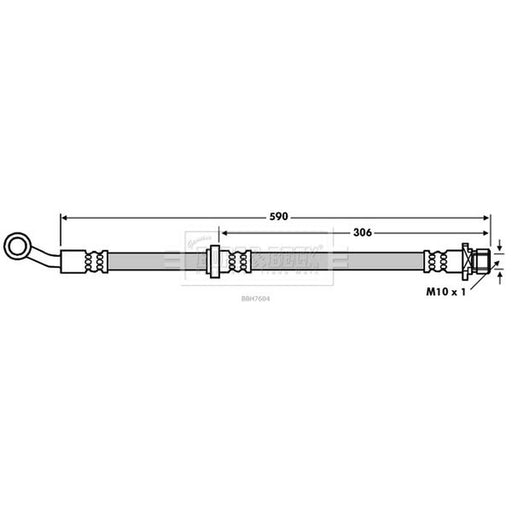 Borg & Beck Brake Hydraulic Hose Line Front Right BBH7604