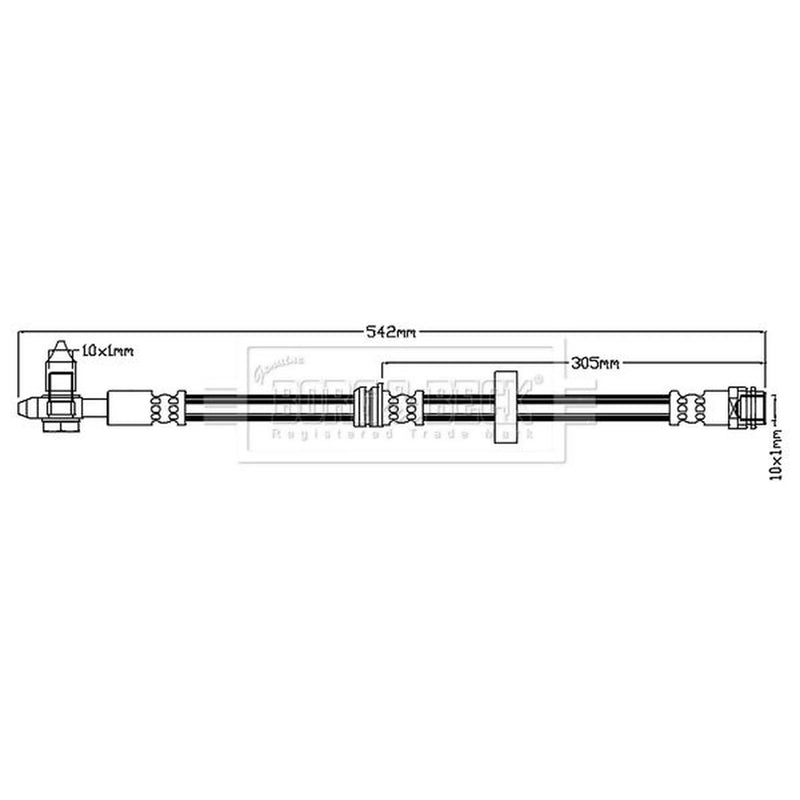 Borg & Beck Brake Hydraulic Hose Line Front Right BBH6722