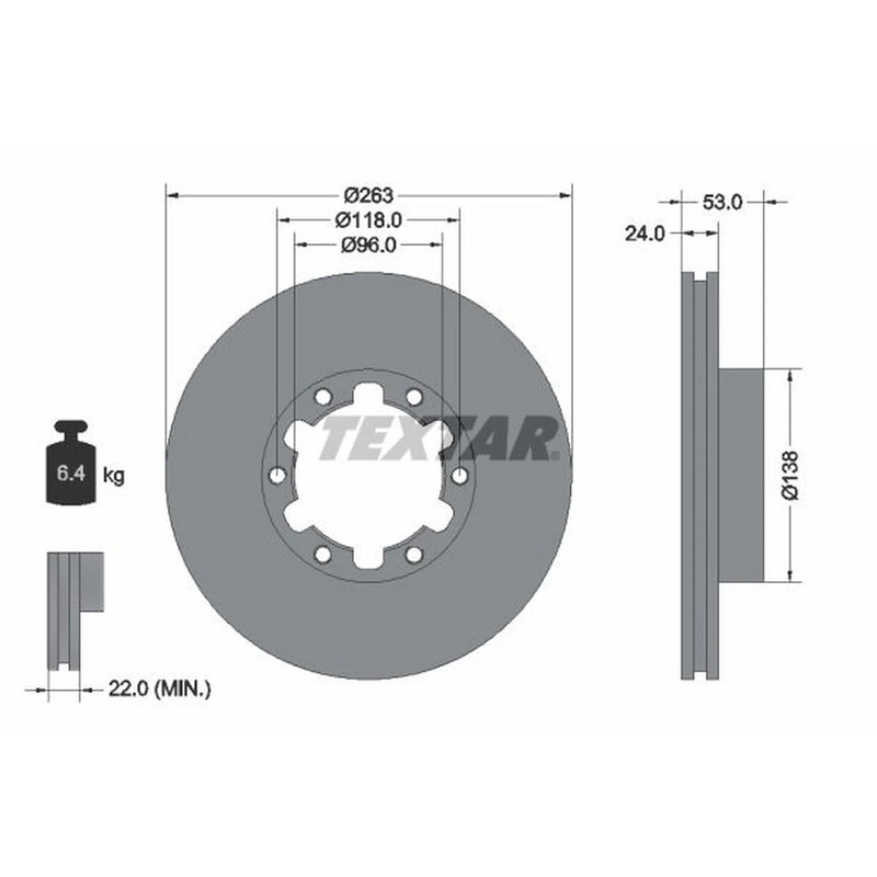 Textar 2 x Internally Vented Brake Discs 93191900