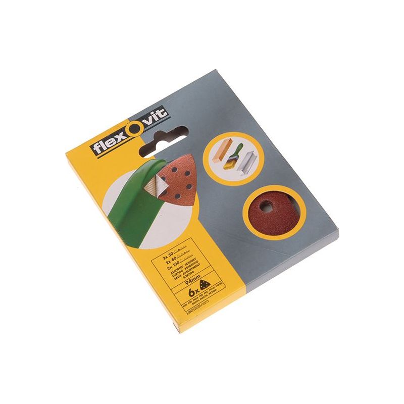Flexovit Delta Hook & Loop Sanding Sheets 94mm Assorted (Pack 25) Flexovit - Dynamic Drive