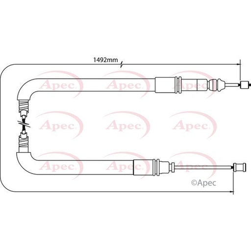 Apec Handbrake Cable Left Rear fits Citroën Dispatch II 2007-2016 1.6