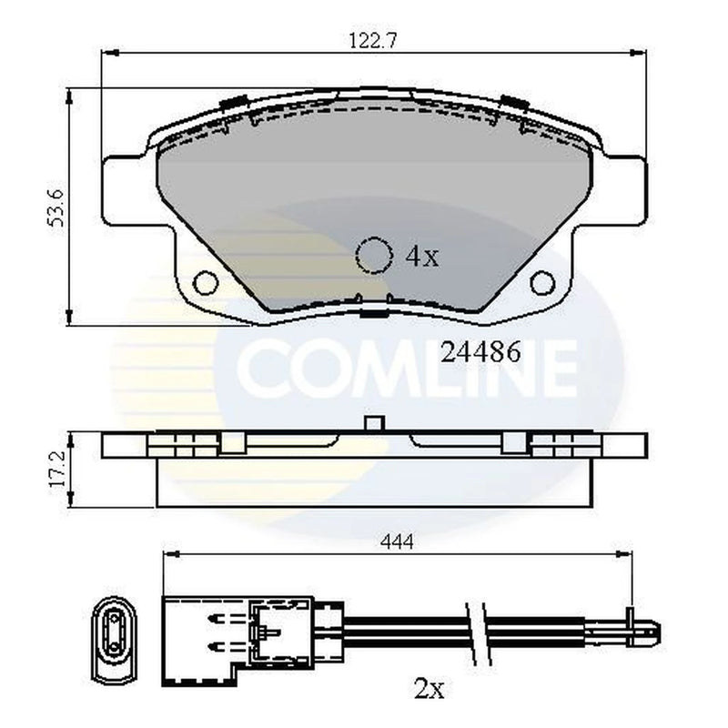 Comline 4 x Rear Brake Pad Set fits Ford Transit 2006-2014 2.2 2.3 2.4 3.2