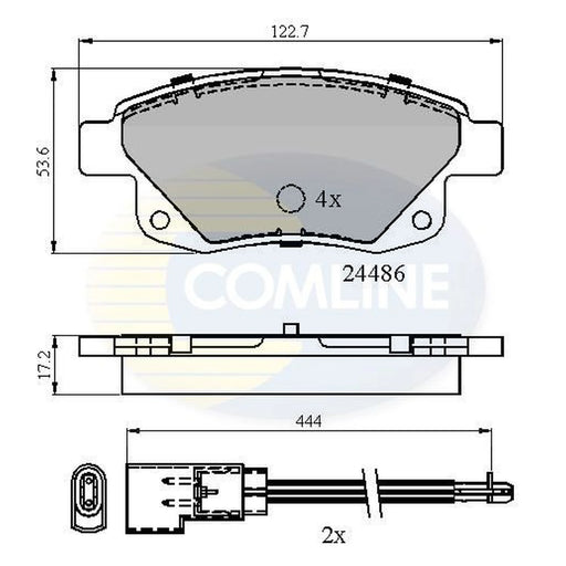 Comline 4 x Rear Brake Pad Set fits Ford Transit 2006-2014 2.2 2.3 2.4 3.2