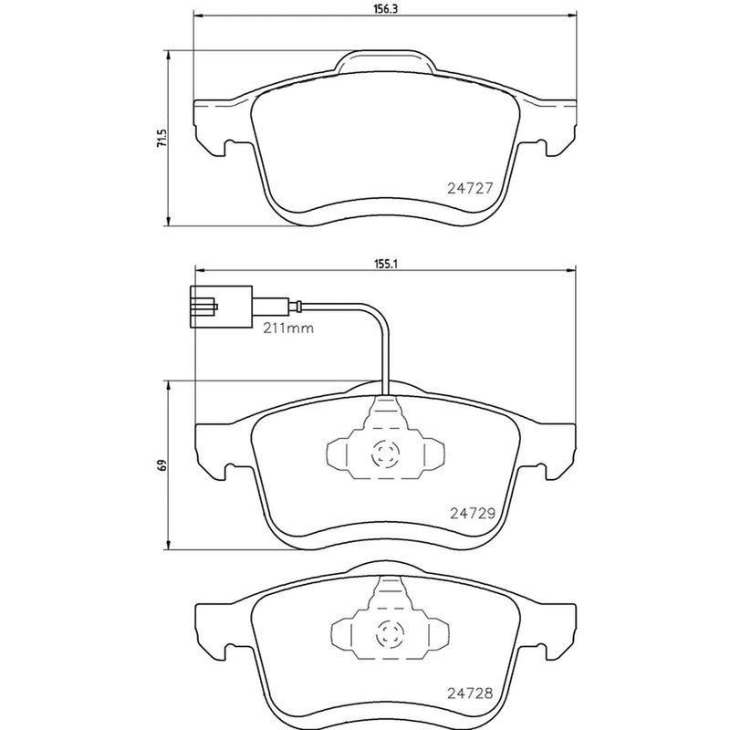 Brembo 4 x Front Brake Pad Set fits Chrysler Delta 2011 on 2.0