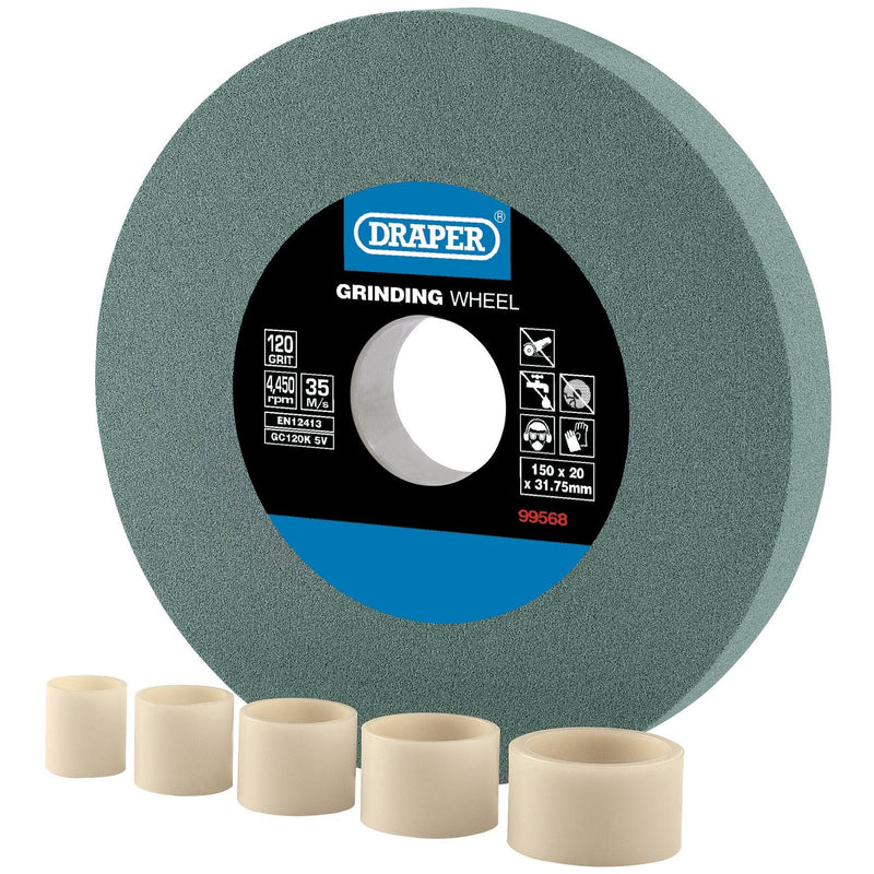 Draper Silicon Carbide Bench Grinding Wheel, 150 x 20mm, 120 Grit 99568 Draper - Dynamic Drive
