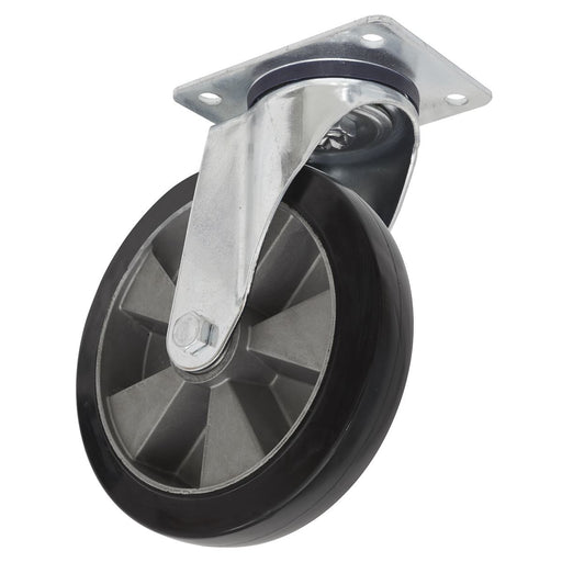 Sealey Heavy-Duty Rubber Castor Wheel Swivel200mm Trade SCW5200SPEM Sealey - Dynamic Drive