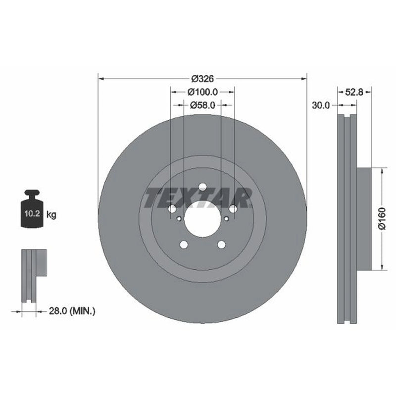 Textar 2 x Internally Vented Brake Discs 92167900