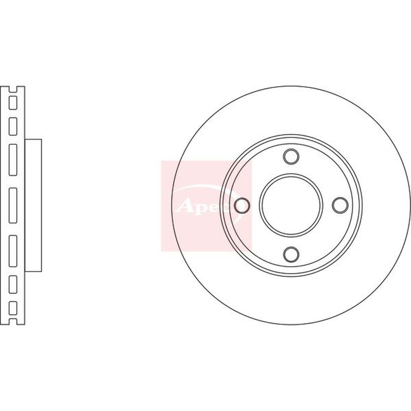 Apec 2 x Vented Brake Discs fits Ford Fiesta VII 2017-2021 1.0 1.1 1.5