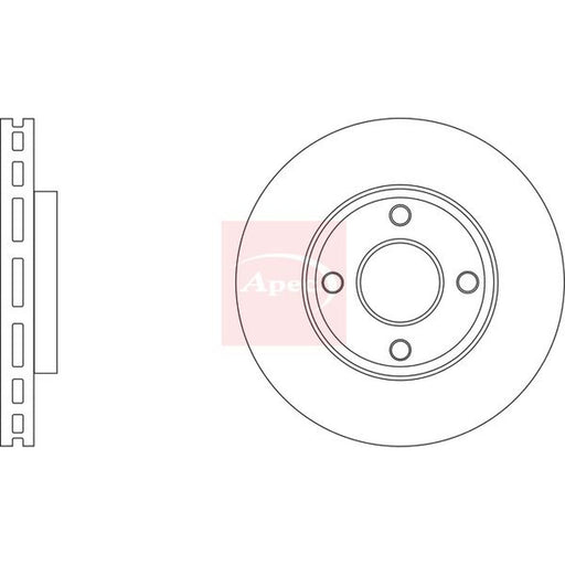 Apec 2 x Vented Brake Discs fits Ford Fiesta VII 2017-2021 1.0 1.1 1.5