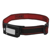 2W COB LED Rechargeable Head Torch Auto Sensor Cycling Front Rear Light Black Sealey  - Dynamic Drive