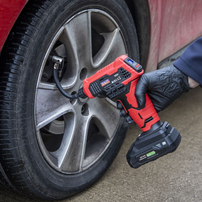 Sealey Cordless Tyre Inflator 20V SV20 Series Body Only CP20VAP Sealey - Dynamic Drive