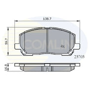 Comline Front & Rear Pads fits Toyota Highlander / Kluger 2005-2010 3.3