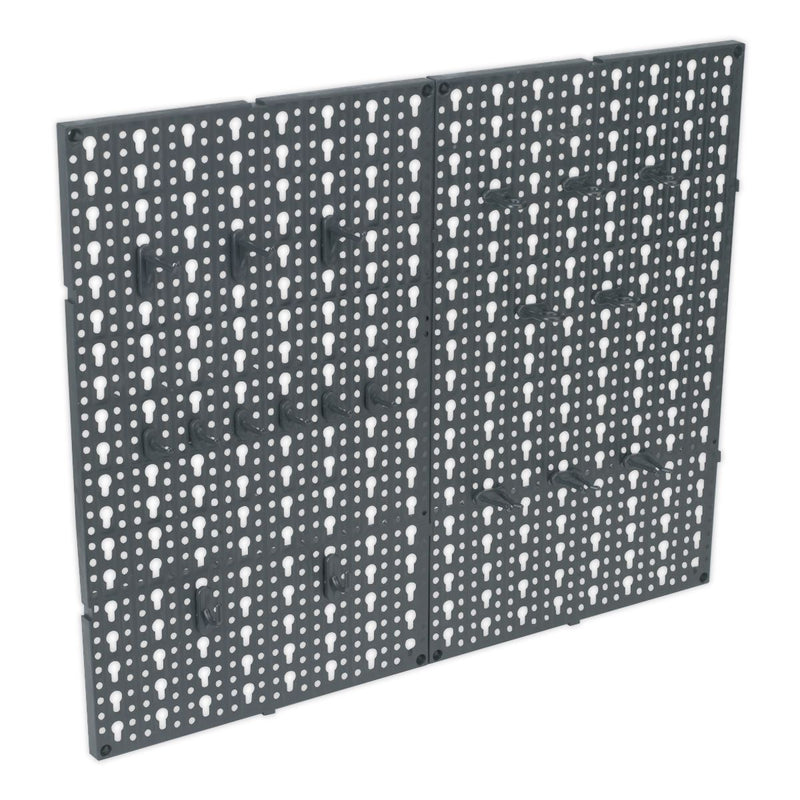 Seigen Composite Pegboard Garage Workshop Tools Wall Organiser Panel With Hooks Seigen by Sealey  - Dynamic Drive
