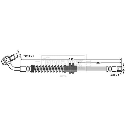 Borg & Beck Brake Hydraulic Hose Line Front Right BBH7738