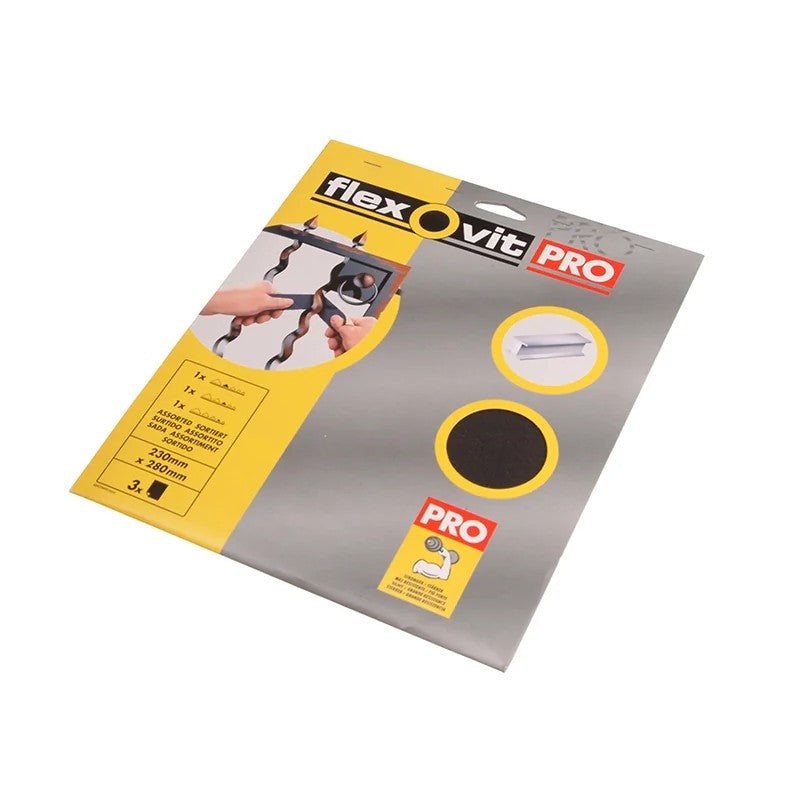 Flexovit Emery Cloth Sanding Sheets 230 x 280mm Medium 80G (3) - 63642526304