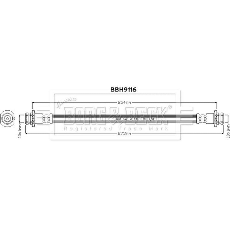 Borg & Beck Brake Hydraulic Hose Line inner BBH9116
