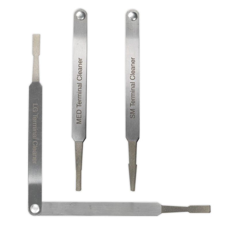 Sealey Terminal Cleaner Set Diamond Grip Blade Type 3pc Wiring Tweezer Style Sealey  - Dynamic Drive