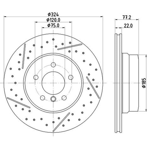 Mintex 2 x Drilled Dimples Brake Discs fits BMW 1 2007-2013