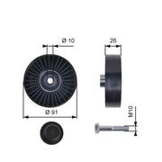 Gates V-Ribbed Belt Deflection/Guide Pulley T36001