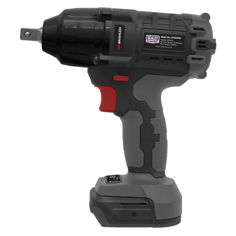 Premier SV20 Series 1/2"Sq Drive Brushless Cordless Impact Wrench 20V Body Only Sealey Premier - Dynamic Drive