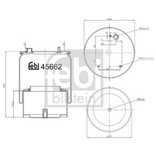 Febi Air Suspension Bellow 227mm 45662