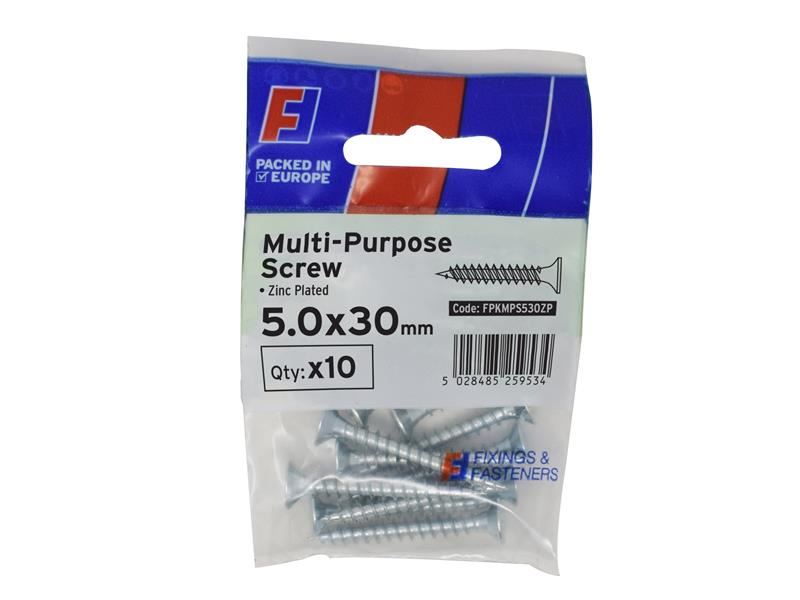 ForgeFix Multi-Purpose Pozi Screw CSK ST ZP 5.0 x 30mm ForgePack 10 ForgeFix - Town Tools