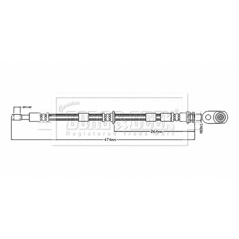 Borg & Beck Brake Hydraulic Hose Line Front Right BBH8870