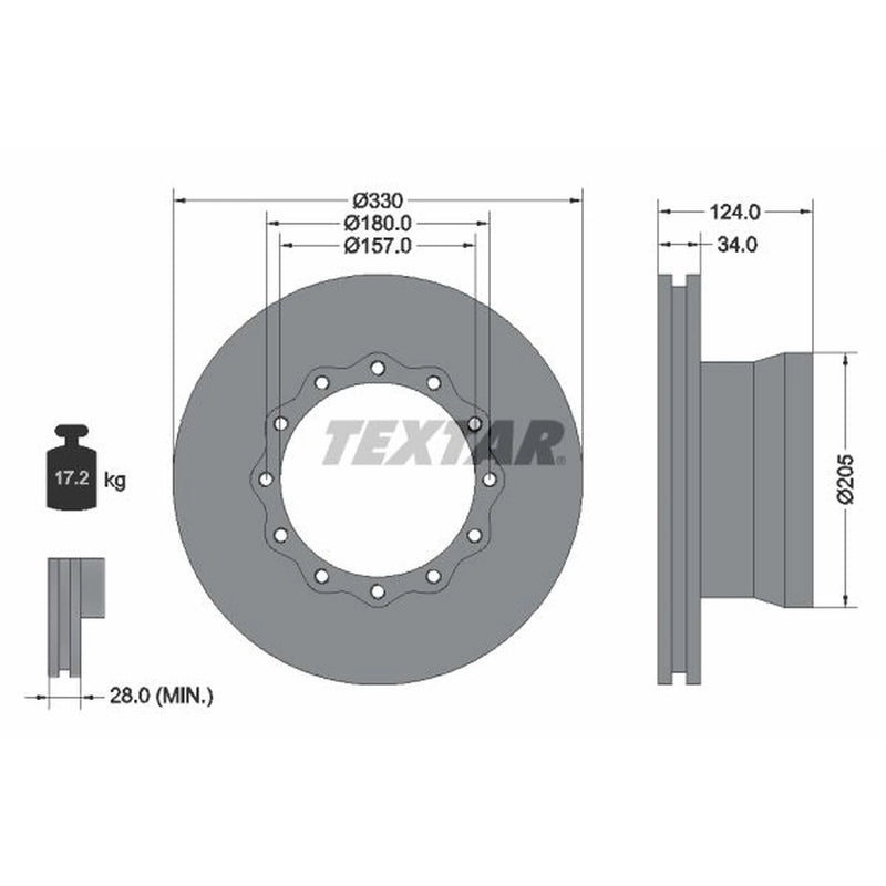 Textar 2 x Internally Vented Brake Discs 93085500