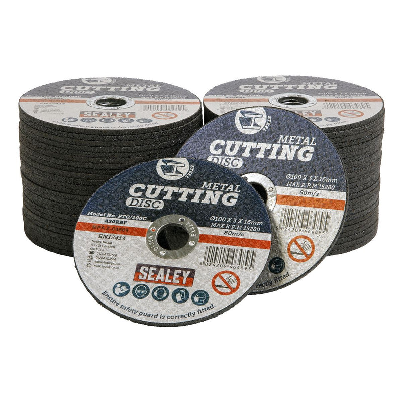 Sealey Cutting Disc Pack of 50100 x 3mm16mm Bore PTC/100C50 Sealey - Dynamic Drive