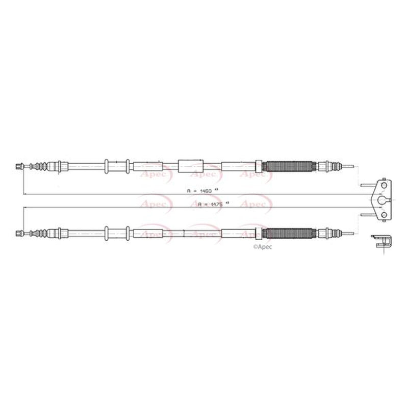 Apec Handbrake Cable Left Rear fits Opel Corsa D 2006-2014 1.4 1.6 1.7