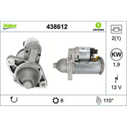 Valeo Starter Motor 12V 1.9kW 8 Teeth 438612