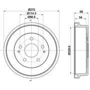 Mintex Brake Drum Assembly Rear fits Daihatsu Terios 1997-2006 1.3 1.5