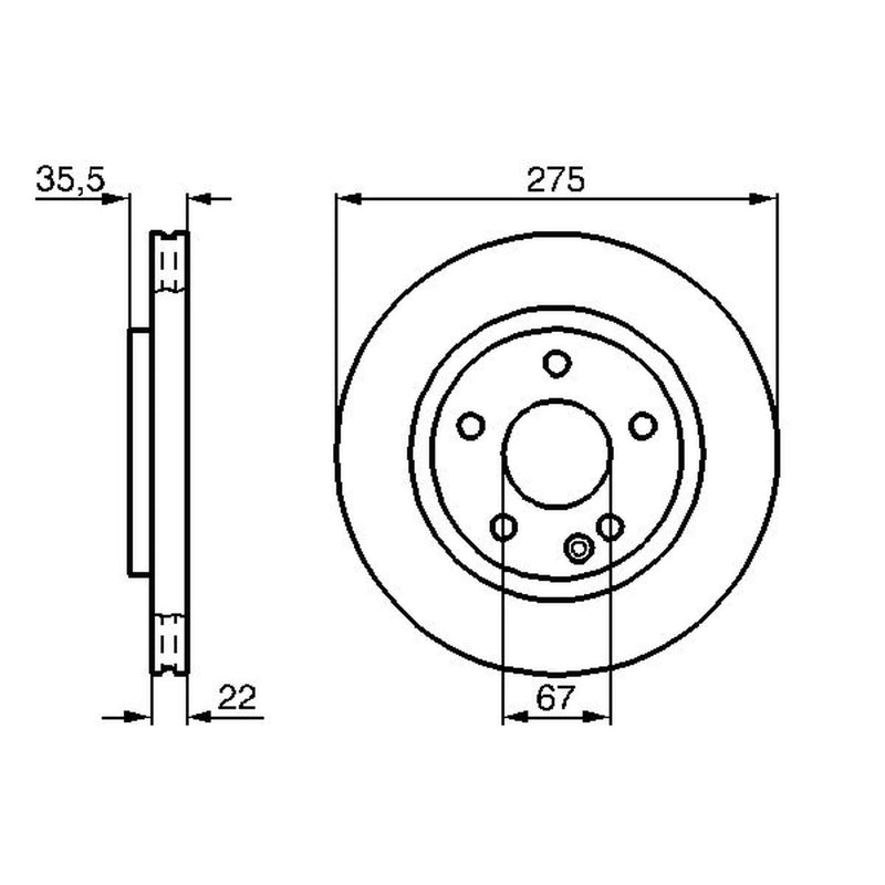 Bosch 2 x Vented Brake Discs fits Mercedes-Benz A-Class 1999-2004