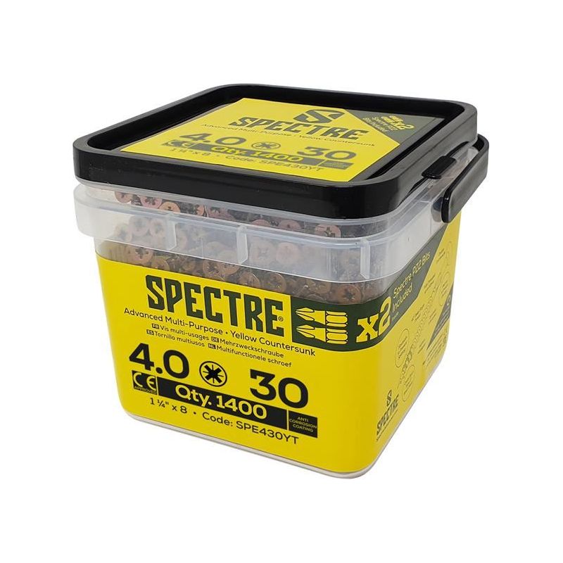Forgefix Spectre™ PZ Compatible Wood Screw CSK ZYP 4.0 x 30mm Tub 1400 ForgeFix - Dynamic Drive
